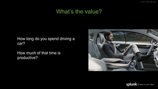 © 2017 SPLUNK INC.
How long do you spend driving a
car?
How much of that time is
productive?
What’s the value?
 