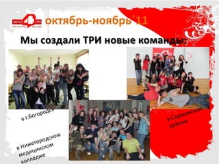 октябрь-ноябрь΄11
Мы создали ТРИ новые команды:
 