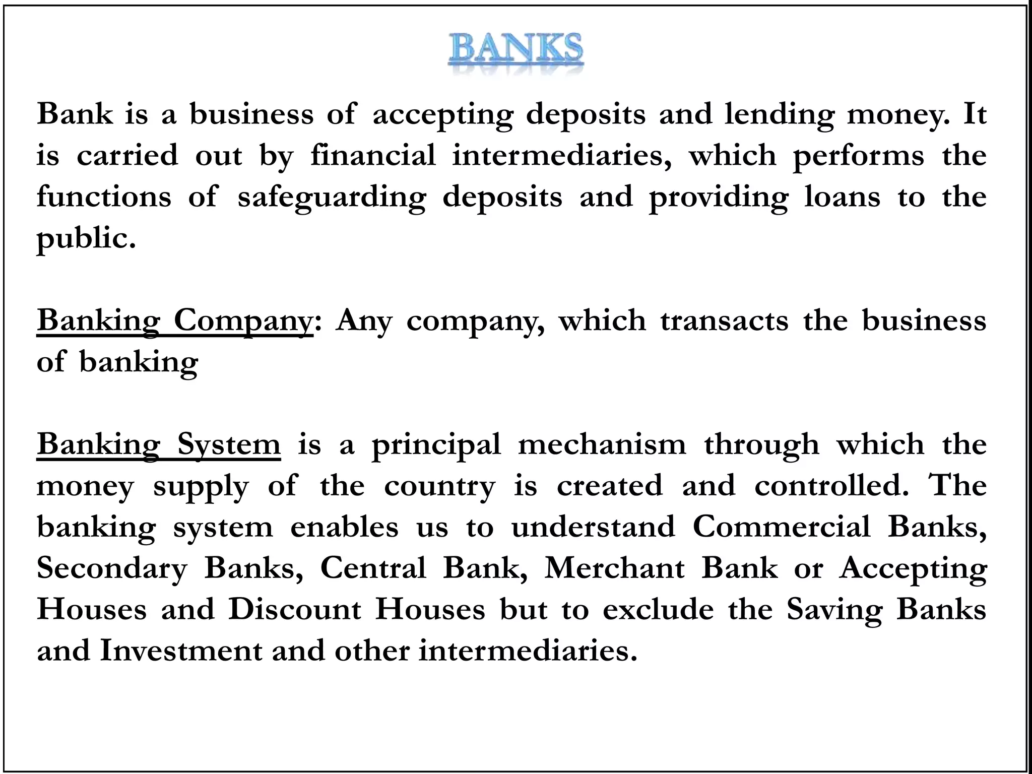 INTRODUCTION TO BANKING | PPTX