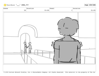 Scene
54
Duration
01:00
Panel
1
Duration
01:00
"___" 1066_??? Page 259/408
© 2018 Cartoon Network Studios, Inc. A WarnerMedia Company. All Rights Reserved. This material is the property of The Car
 