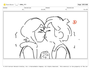 Scene
61
Duration
16:00
Panel
9
Duration
01:00
"___" 1066_??? Page 295/408
© 2018 Cartoon Network Studios, Inc. A WarnerMedia Company. All Rights Reserved. This material is the property of The Car
 