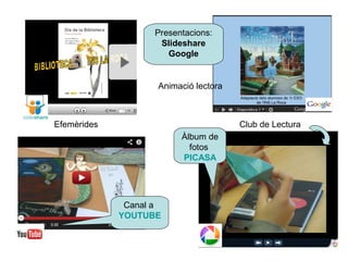 Presentacions:
                    Slideshare
                      Google


                    Animació lectora



Efemè...
