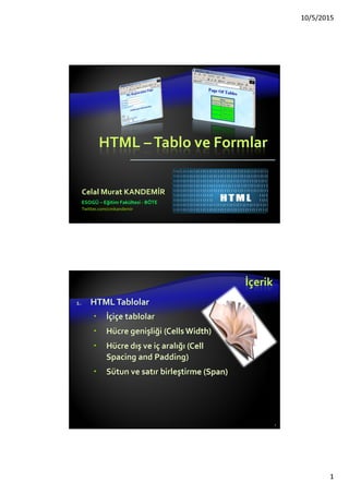 HTML –Tablo ve Formlar
 