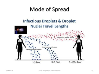 Mode of Spread
28-Mar-16 Acute Respiratory Tract Infection 11
 
