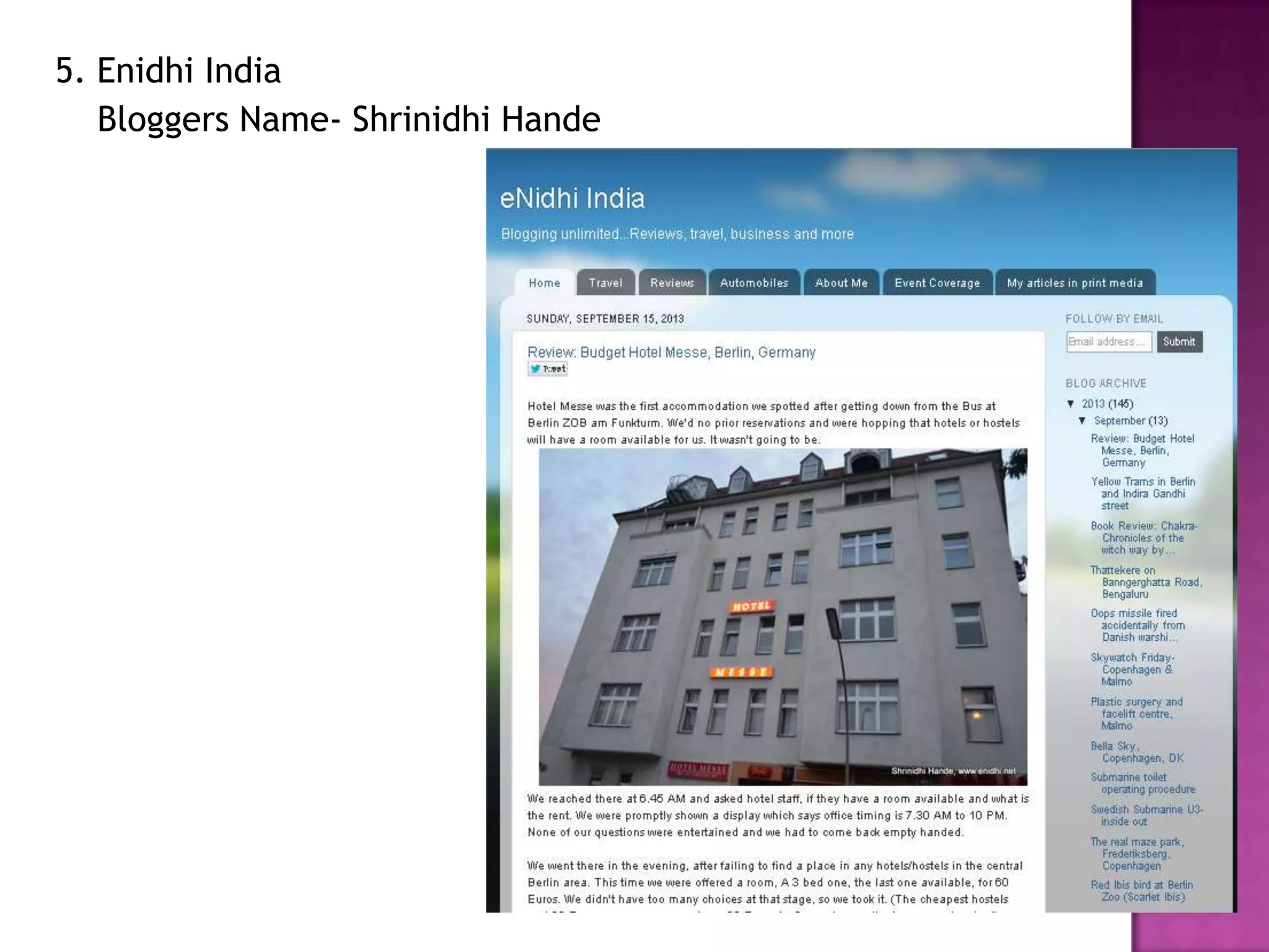 5. Enidhi India
Bloggers Name- Shrinidhi Hande
 