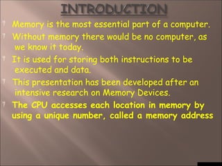 IT ppt (computer memory and its types in detail) | PPT
