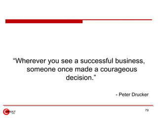 <ul><li>“ Wherever you see a successful business, someone once made a courageous decision. ”  </li></ul><ul><ul><li>-  Pet...