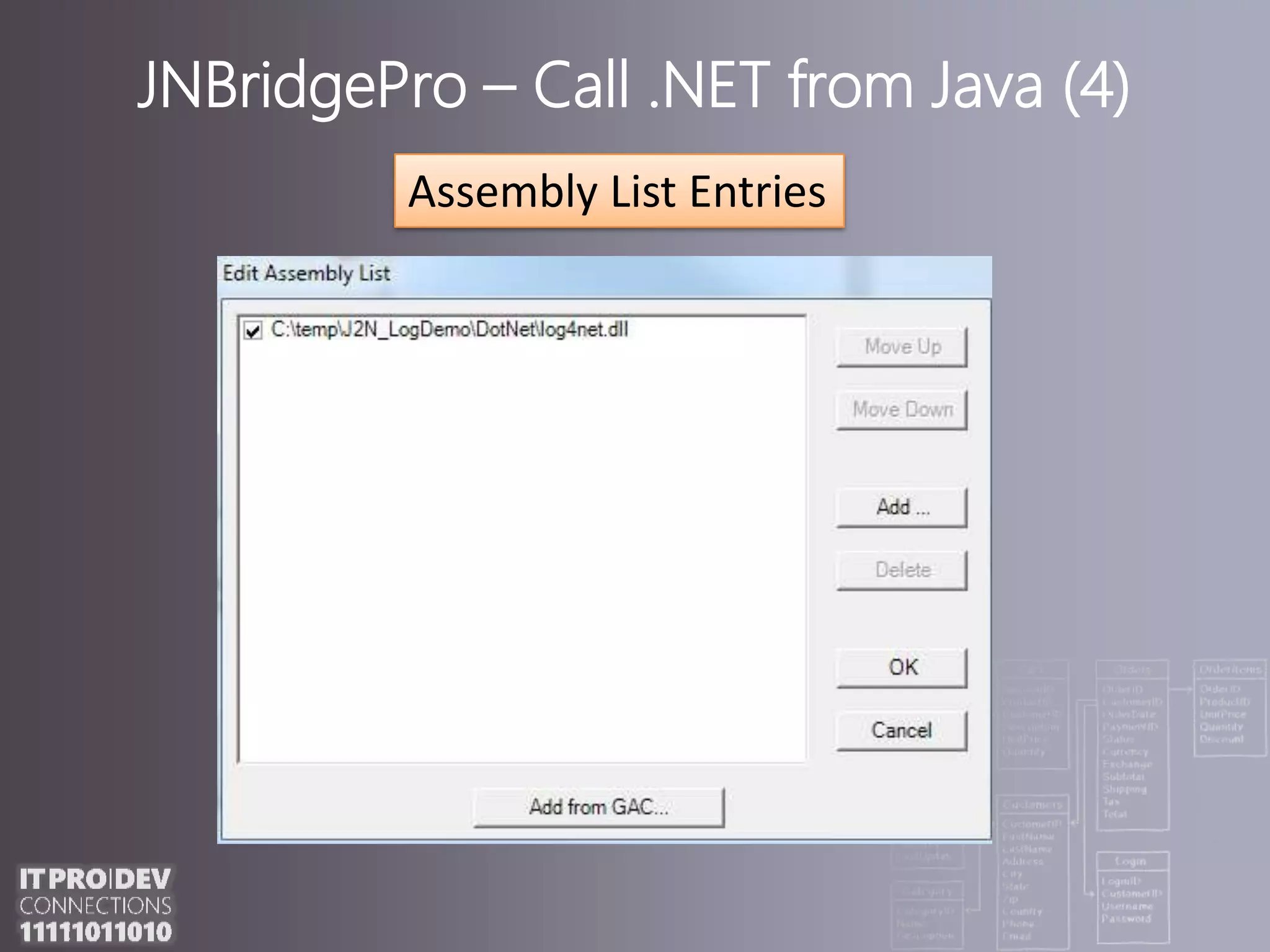 JNBridgePro – Call .NET from Java (4)Assembly List Entries