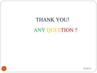 THANK YOU!
ANY QUESTION ?
04/06/1929
 