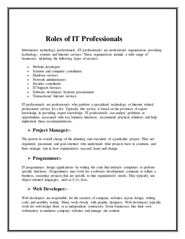 it proffesionals it professional organizations