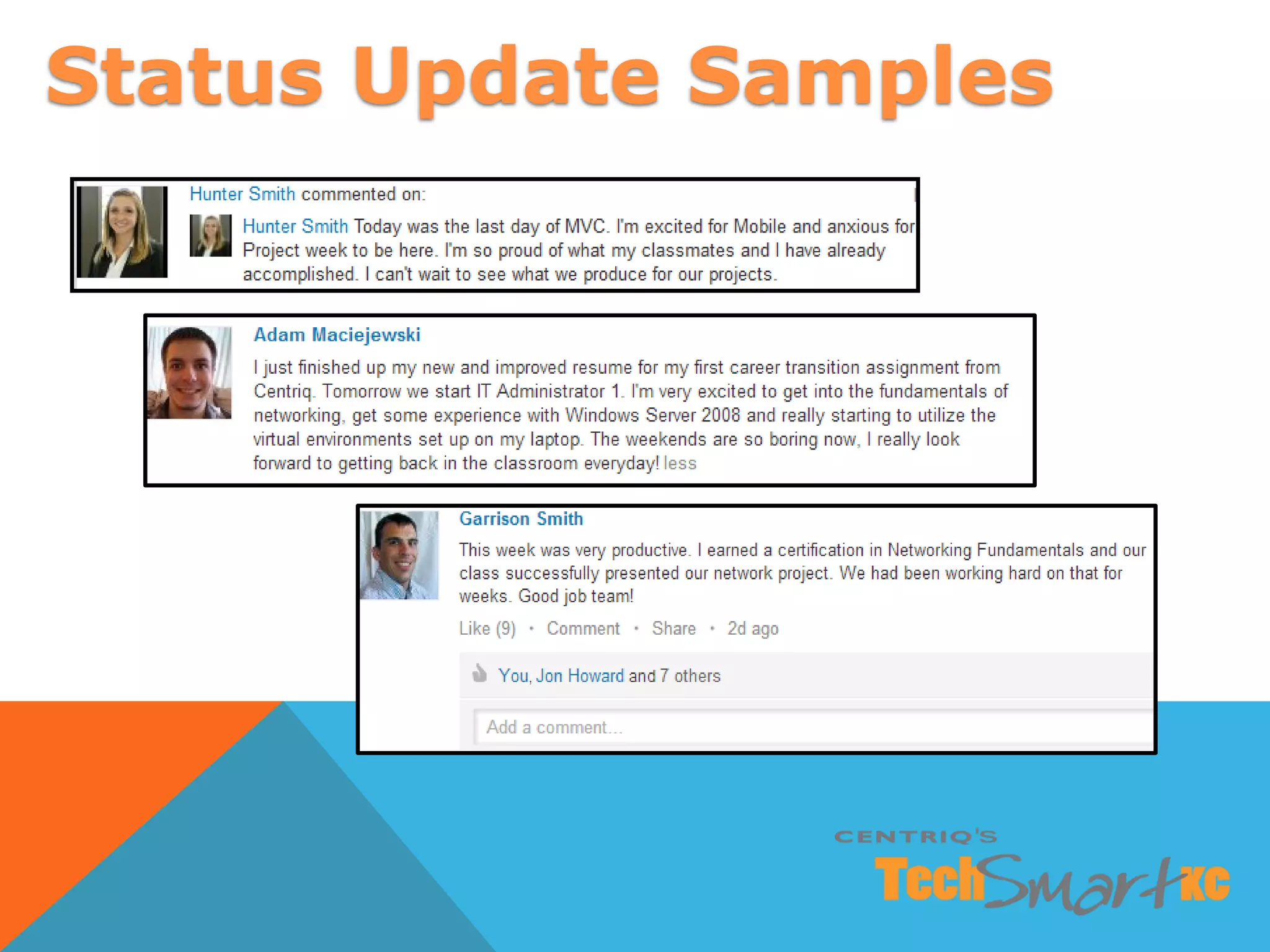 Status Update Samples
 