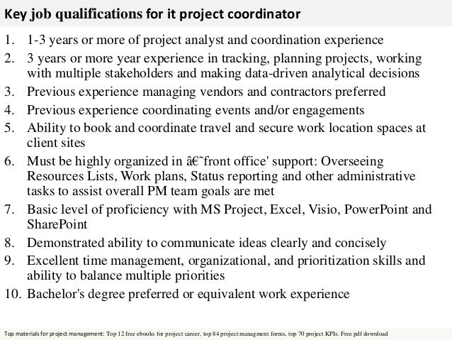 job description for project coordinator