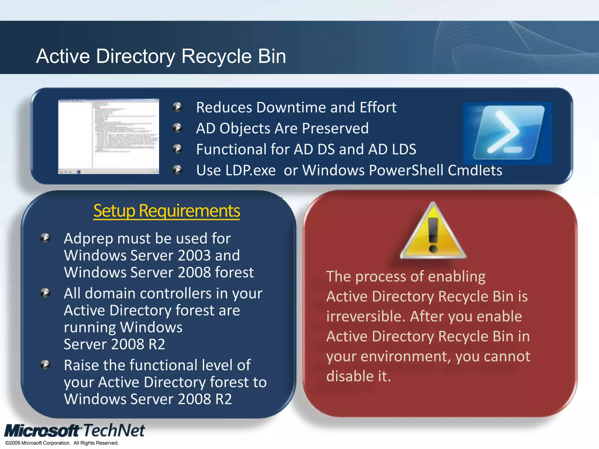 Create an Organizational UnitCreate a UserCreate a New Group and Add a UserDemonstration: Creating Objects Using Active Directory Administrative Center