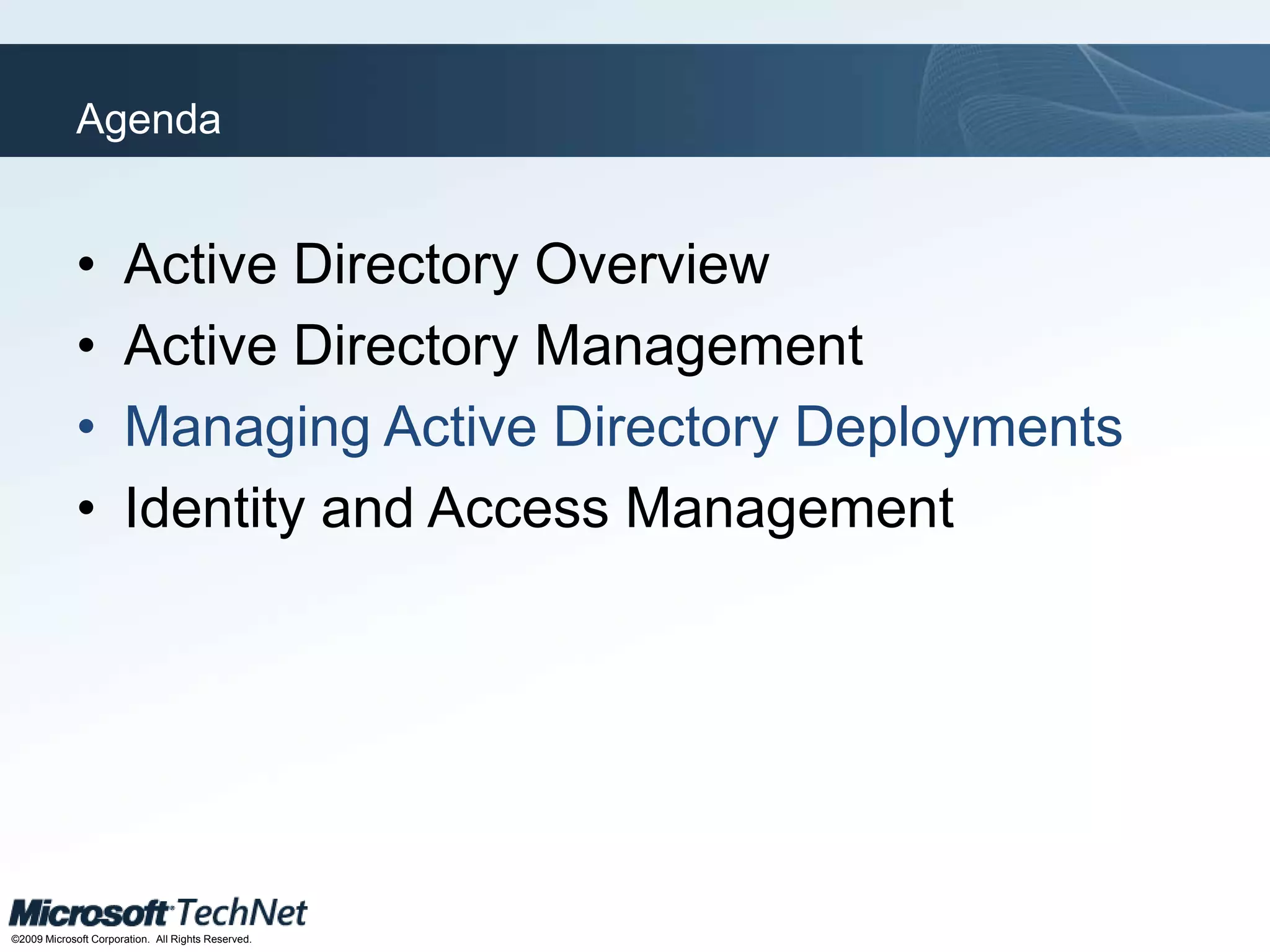 Automating Administrative Activities with Windows PowerShell —NotesActive Directory Module in Windows Server 2008 R2A Windows PowerShell moduleManage AD domains and Lightweight Directory Services (LDS) configuration setsAD Database Mounting Tool instanceNew FunctionalitySpecial ConsiderationsOnly installs on Windows Server 2008 R2At least one Windows Server 2008 R2 domain controller or LDS configuration setWindows 7 and Report Server Administration Tools (RSAT)Active Directory module provider Active Directory module cmdletsWindows PowerShell Integrated Scripting Environment (ISE)Out-GridView cmdletPerformance counters