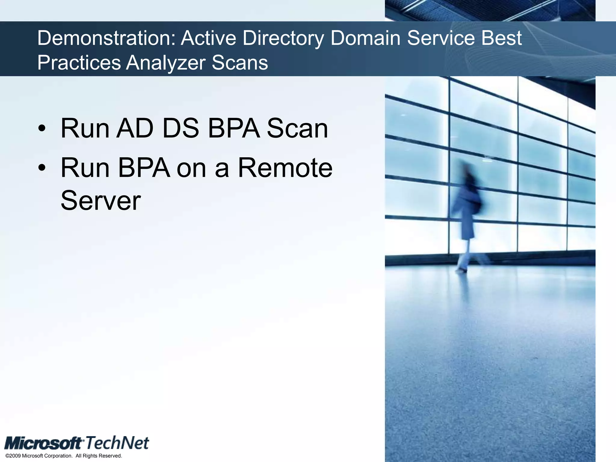 Active Directory Recycle BinReduces Downtime and EffortAD Objects Are PreservedFunctional for AD DS and AD LDSUse LDP.exe  or Windows PowerShell CmdletsSetup RequirementsAdprep must be used for Windows Server 2003 and Windows Server 2008 forestAll domain controllers in your Active Directory forest are running Windows Server 2008 R2Raise the functional level of your Active Directory forest to Windows Server 2008 R2The process of enabling Active Directory Recycle Bin is irreversible. After you enable Active Directory Recycle Bin in your environment, you cannot disable it.