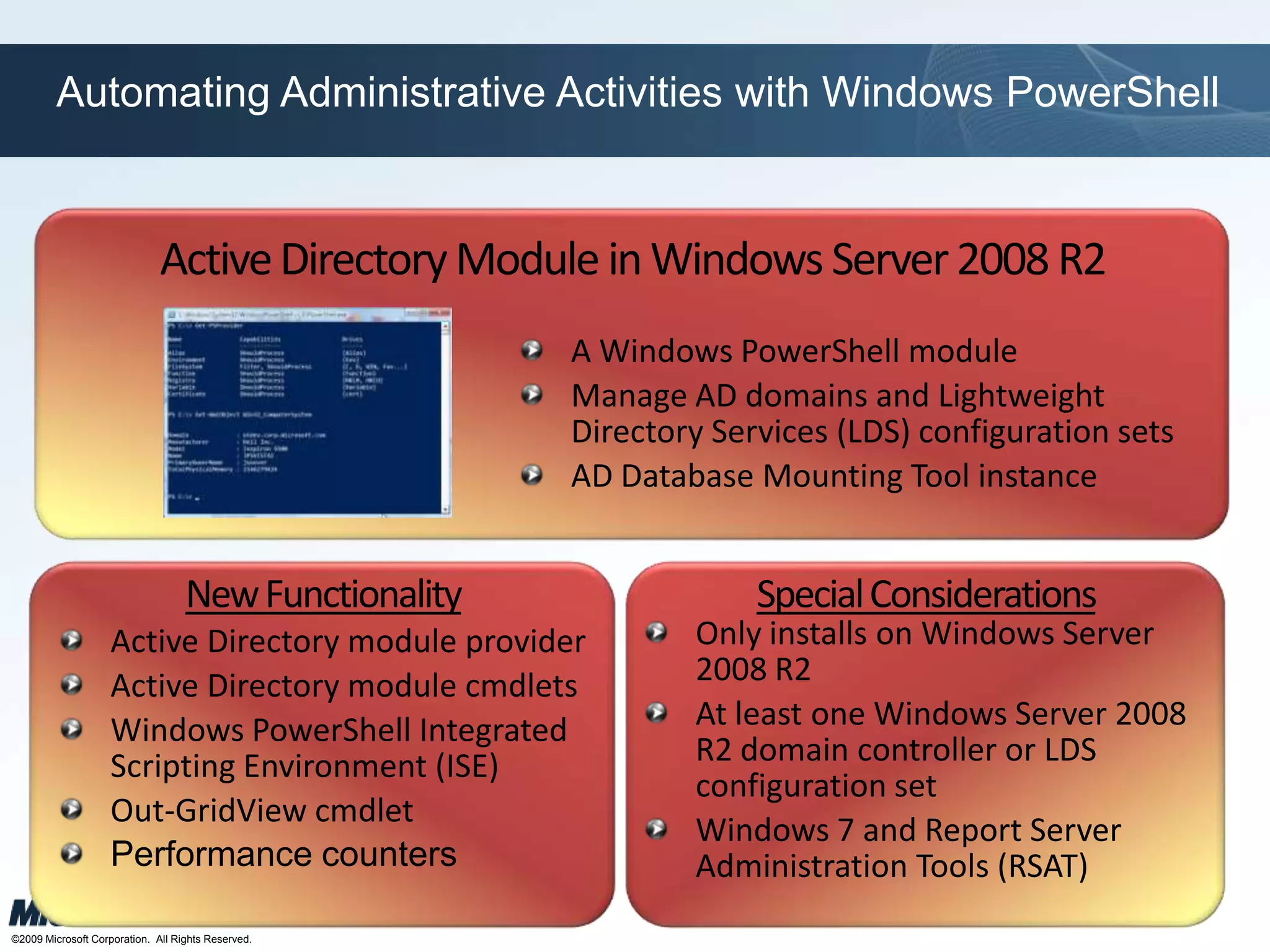 Active Directory Administrative Center —NotesCustomizable GUI 