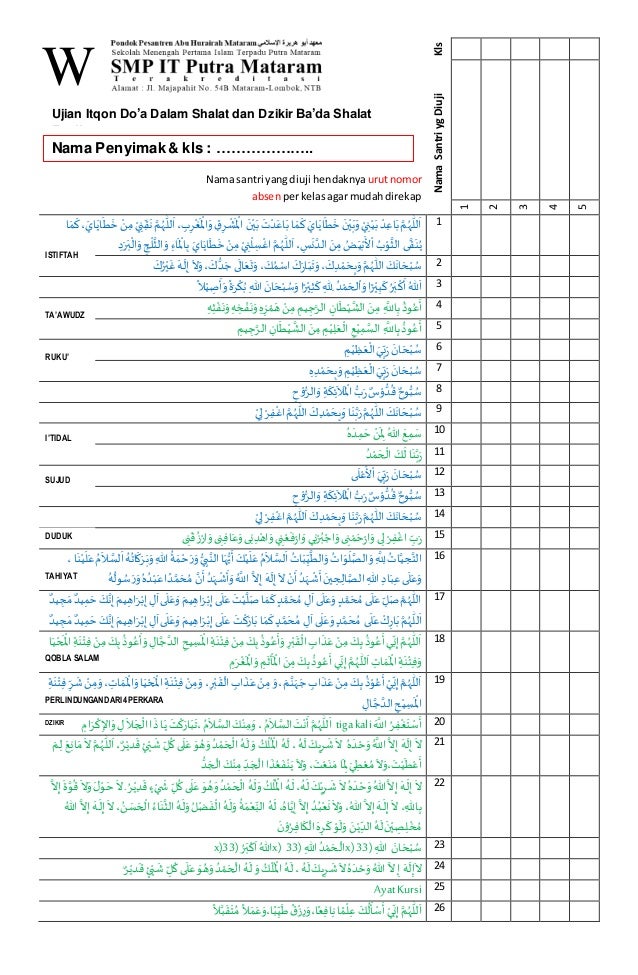 Itqon doa & bada shalat fardhu & dzikir pagi petang