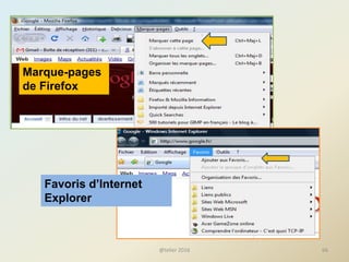 Marque-pages
de Firefox
Favoris d’Internet
Explorer
66@telier 2016
 