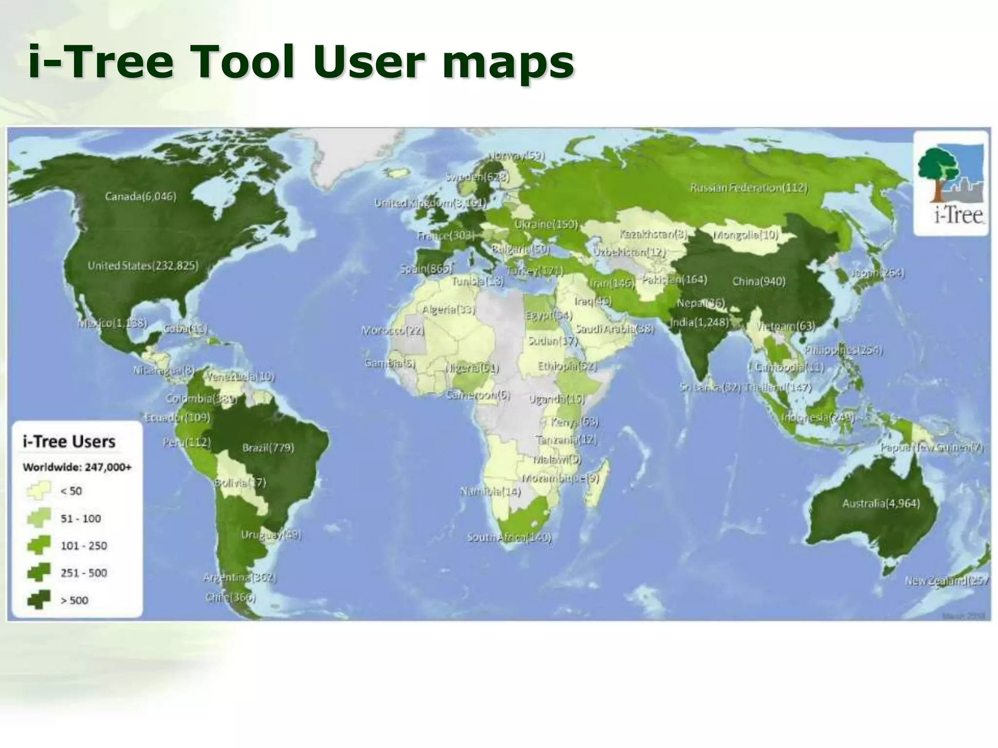 i-Tree Tool User maps
 
