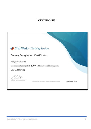 DEPARTMENT OF ELECTRICAL ENGINEERING 2
CERTIFICATE
 