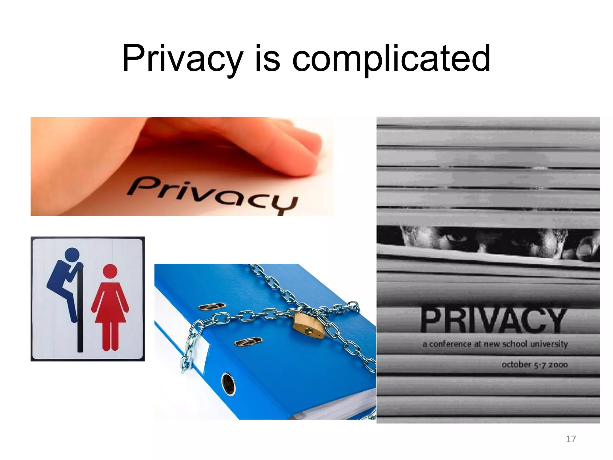 Privacy is complicated




                         17
 