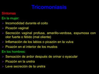 Enrojecimiento, picazón o secreciones de los ojos (cuando se tiene gonorrea en los ojos)GonorreaTratamiento   Existen dos aspectos por considerar en el tratamiento de una enfermedad de transmisión sexual, especialmente si se trata de una enfermedad que se propaga tan fácilmente como en el caso de la gonorrea. El primer aspecto es curar a la persona afectada y el segundo aspecto lo constituye la localización y examinación de todos los otros contactos sexuales y su tratamiento para evitar una mayor diseminación de la enfermedad. GonorreaLa prescripción común es una de las siguientes:Ceftriaxona, 125 mg (miligramos) inyección en el músculo, dosis única.