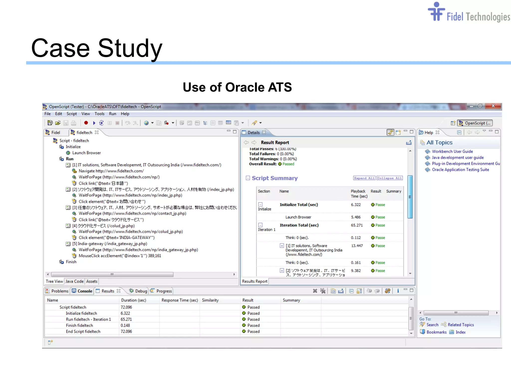 Case Study
             Use of Oracle ATS




                   Confidential   Slide 15
 