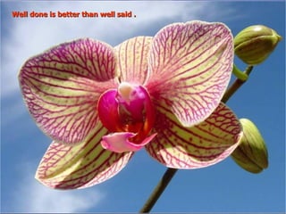 Well done is better than well said . 