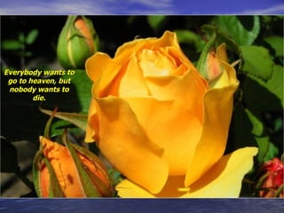 Everybody wants to go to heaven, but nobody wants to die. 