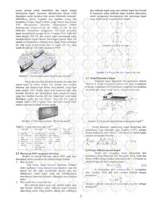 2
secara prinsip untuk identifikasi dan lokasi tempat
berlayarnya kapal. Automatic Identification Sistem (AIS)
digunakan untuk menukar data secara elektronik termasuk:
identifikasi, posisi, kegiatan atau keadaan kapal, dan
kecepatan, dengan kapal terdekat yang lainnya dan stasiun
VTS. International Maritime Organization (IMO)
International Convetion for the Safety of Life at Sea
(SOLAS) mewajibkan penggunaan AIS pada pelayaran
kapal internasional dengan Gross Tonnage (GT) lebih dari
sama dengan 300 GT, dan semua kapal penumpang tanpa
memperhatikan segala ukuran. Rancangan operasi dasar AIS
adalah alat komunikasi otonomi antar kapal. Pada rancangan
ini, tiap kapal mengirimkan data ke kapal AIS lain yang
sudah dilengkapi AIS dalam jangkauan VHF.
Gambar 2.1 Komunikasi antar kapal secara otonomi[9]
.
Posisi dan data lain disediakan secara otomatis dari
sensor kapal ke dalam sistem AIS, dimana data tersebut
diformat dan dipancarkan dalam data pendek yang cepat
pada saluran VHF. Ketika kapal lain menerima data, data
tersebut diartikan dan ditunjukkan pada pengawas kapal,
yang bisa melihat laporan AIS dari kapal lain yang sudah
dilengkapi grafis dan teks format. Data AIS bisa juga di
simpan dalam VDR (Voyage Data Recorder) kapal untuk
analisis rekaman kembali di masa depan.
Gambar 2.2 Peralatan monitor AIS di atas kapal[9
Tabel 2. 1 Jenis informasi dari AIS[9]
.
2.2 Peraturan IMO mengenai tabrakan
Berikut ini adalah beberapa aturan IMO yang akan
diterapkan dalam penelitian ini adalah sebagai berikut :
1. Rule of right
Jika kedua kapal bertemu berhadap hadapan
maka keduanya harus memanuever kapalnya kea rah
kanan dan jika ingin mendahului kepala yang ada
didepannya maka kapal yang ada dibelakangnya
memanuver kapalnya kekanan sedangkan yang lainnya
kekiri.
2. West is the best, East is the last
Jika nahkoda kapal yang satu melihat kapal yang
lain berada dikirinya maka nahkoda kapal tersebut
diharuskan untuk lewat terlebih dahulu dan sebaliknya
jika nahkoda kapal yang satu melihat kapal lain berada
di kanannya maka nahkoda kapal tersebut diharuskan
untuk mengurangi kecepatannya dan menunggu kapal
yang dilihat untuk lewat terlebih dahulu.
Gambar 2.3 Rule of right
Gambar 2.4 West is the best, East is the last
2.3 Model Dinamika Kapal
Dinamika kapal diperoleh dari penurunan hukum
Newton II. Kapal merupakan wahana laut yang mempunyai
6 derajat kebebasan (DOF) Keenam komponen perpindahan
itu antara lain: surge, sway, heave, roll, pitch dan yaw.
Gambar 2.5 Enam derajad kebebasan dinamika kapal[7]
.
Model dinamika manuvering kapal didapatkan dari
pendekatan yang dilakukan oleh Nomoto (1957) sebagai
bentuk matematis orde 1 dan 2[7]
. Di bawah ini adalah fungsi
transfer dari model Nomoto :
( )
( )
( )( )sTsTs
sTK
s R
R 21
3
11
1
++
+
=
δ
ψ
(2.1)
2.4 Fungsi alih Kecepatan Kapal
Model dari kecepatan kapal didapatkan dari
pendekatan yang dilakukan oleh Horigome, Hara, Hotta dan
Hotsu (1990) sebagai bentuk matematis orde 1. Di bawah ini
adalah fungsi alih dari kecepatan kapal:
{J{ = #
(2.2)
Ky merupakan gain constant dan Ty merupakan
time constant. Nilai dari time constant didekati dengan
persamaan:
ˠ ≈ 0.9
2
J
Dengan n adalah rotation per second dari propeller sebagai
penggerak[7]
.
 