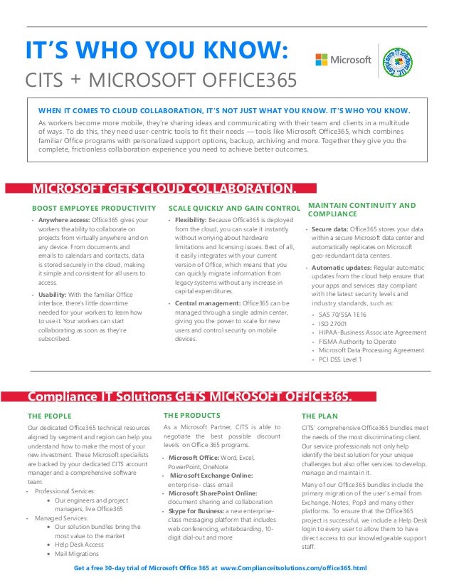 Its Who You Know Cits And Microsoft Office 365