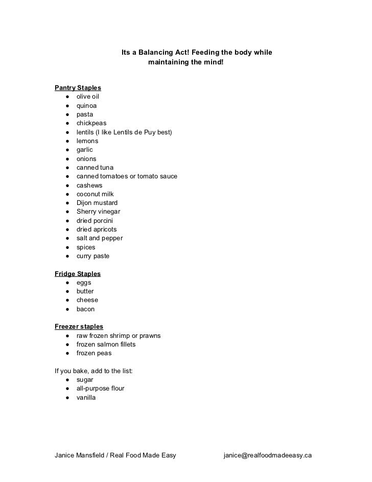Its A Balancing Act Handouts And Menu Plan