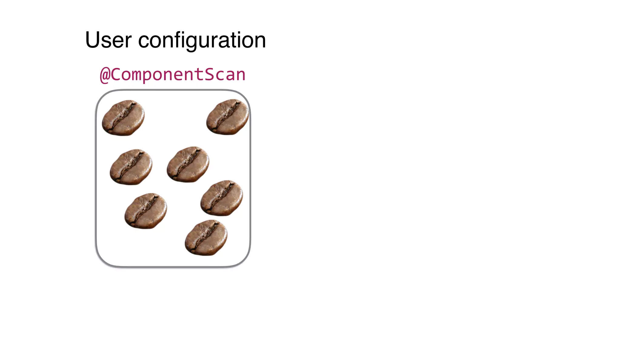 @ComponentScan
User conﬁguration
 