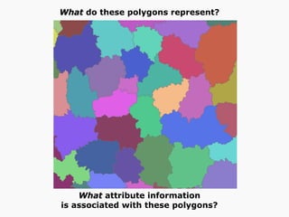 What do these polygons represent?
What attribute information
is associated with these polygons?
 