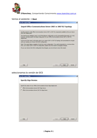 ITSanchez - Micgracion OCS 2007 R2 a Lync 2010