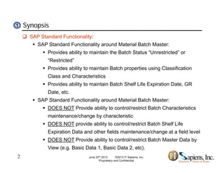 SAP Material Batch Master Change Control Solution | PDF
