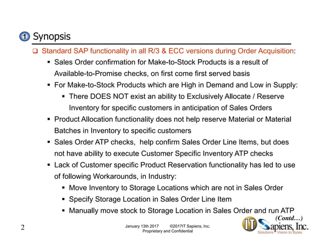 SAP Customer Specific Product Reservation