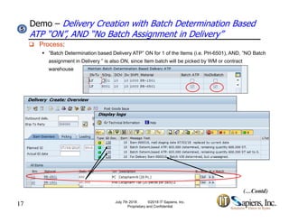 Batch Determination Based Delivery ATP and Auto Delivery Quantity ...
