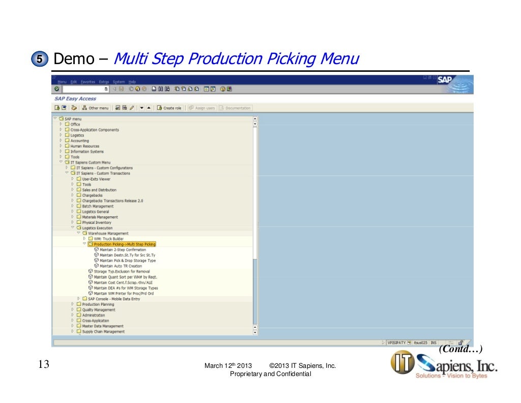 SAP LES WM Multi Step Production Picking