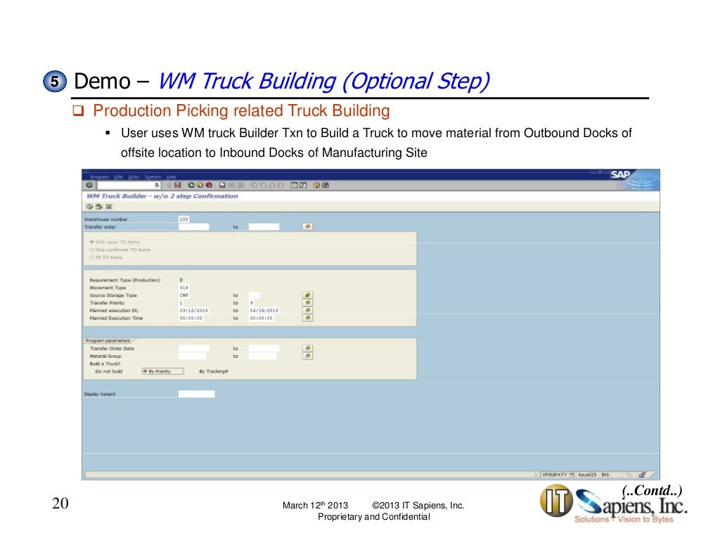 SAP LES WM Multi Step Production Picking
