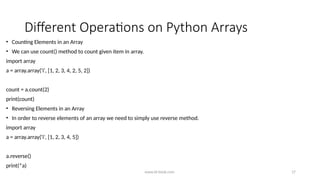 Comprehensive Guide to Python Arrays and Their Operations | PPTX