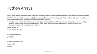 Comprehensive Guide to Python Arrays and Their Operations | PPTX
