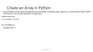 Comprehensive Guide to Python Arrays and Their Operations | PPTX