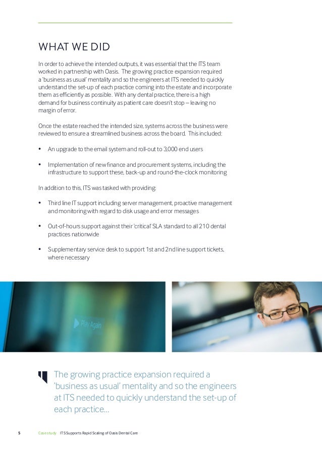Case Study Its Supports Rapid Scaling For Oasis Dental Care