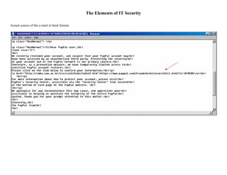 The Elements of IT Security
Actual source of the e-mail in html format:
 