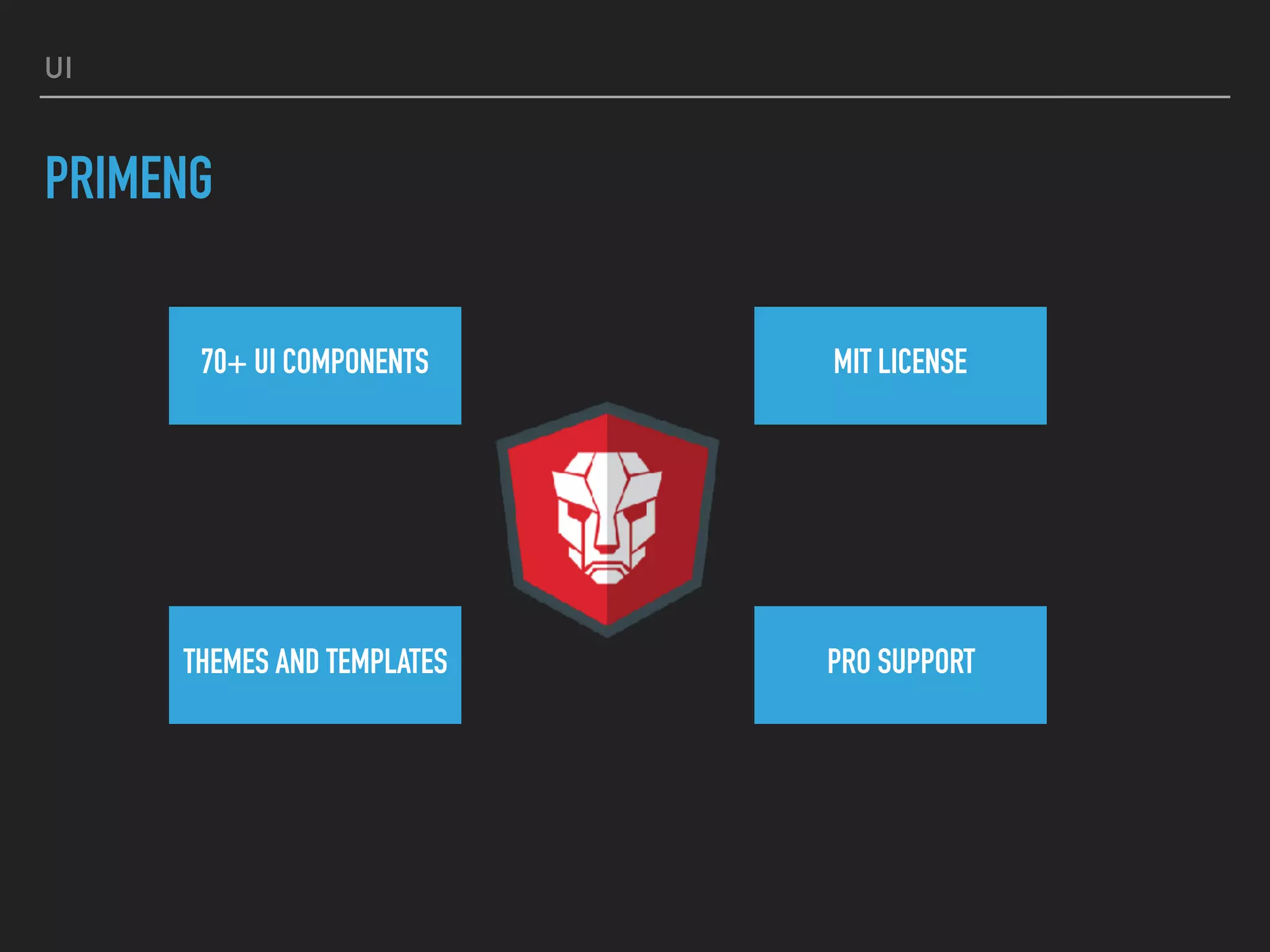 UI
PRIMENG
70+ UI COMPONENTS MIT LICENSE
THEMES AND TEMPLATES PRO SUPPORT
 