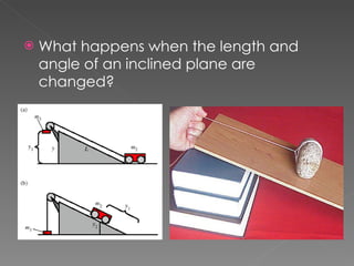 What happens when the length and angle of an inclined plane are changed? 