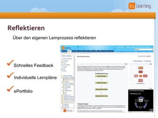 Reflektieren
 Über den eigenen Lernprozess reflektieren




  Schnelles Feedback

  Individuelle Lernpläne


  ePortfolio
 
