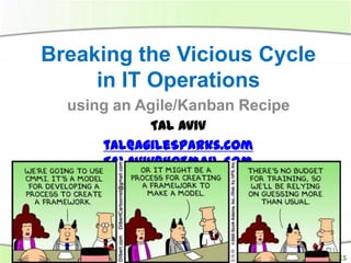 Breaking the Vicious Cycle in IT Operations using an Agile/Kanban Recipe Tal Aviv  tal@AgileSparks.comTalaviv@hotmail.com 